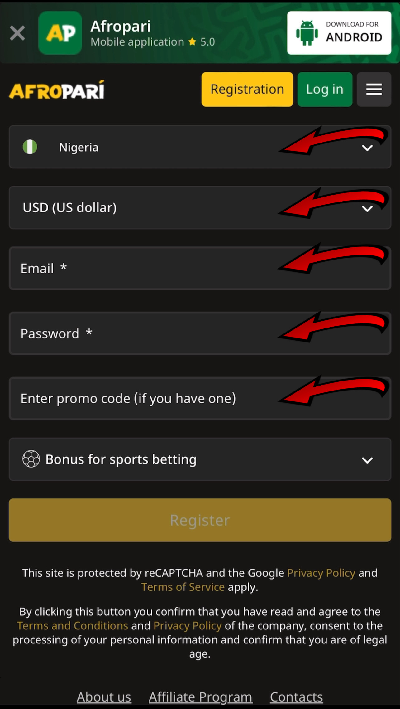 1xbet registration